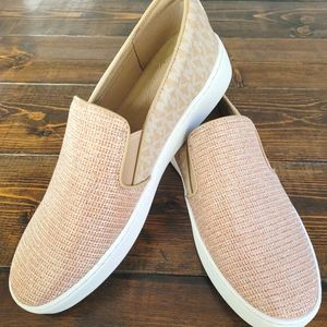 Michael Kors Keaton glitter logo print slip-on sneakers women's size 8.5…